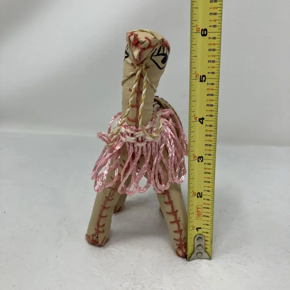 Arabian Folk Art Hand Sewn Stuffed Leather CAMEL Vintage 1960s 70s 6”